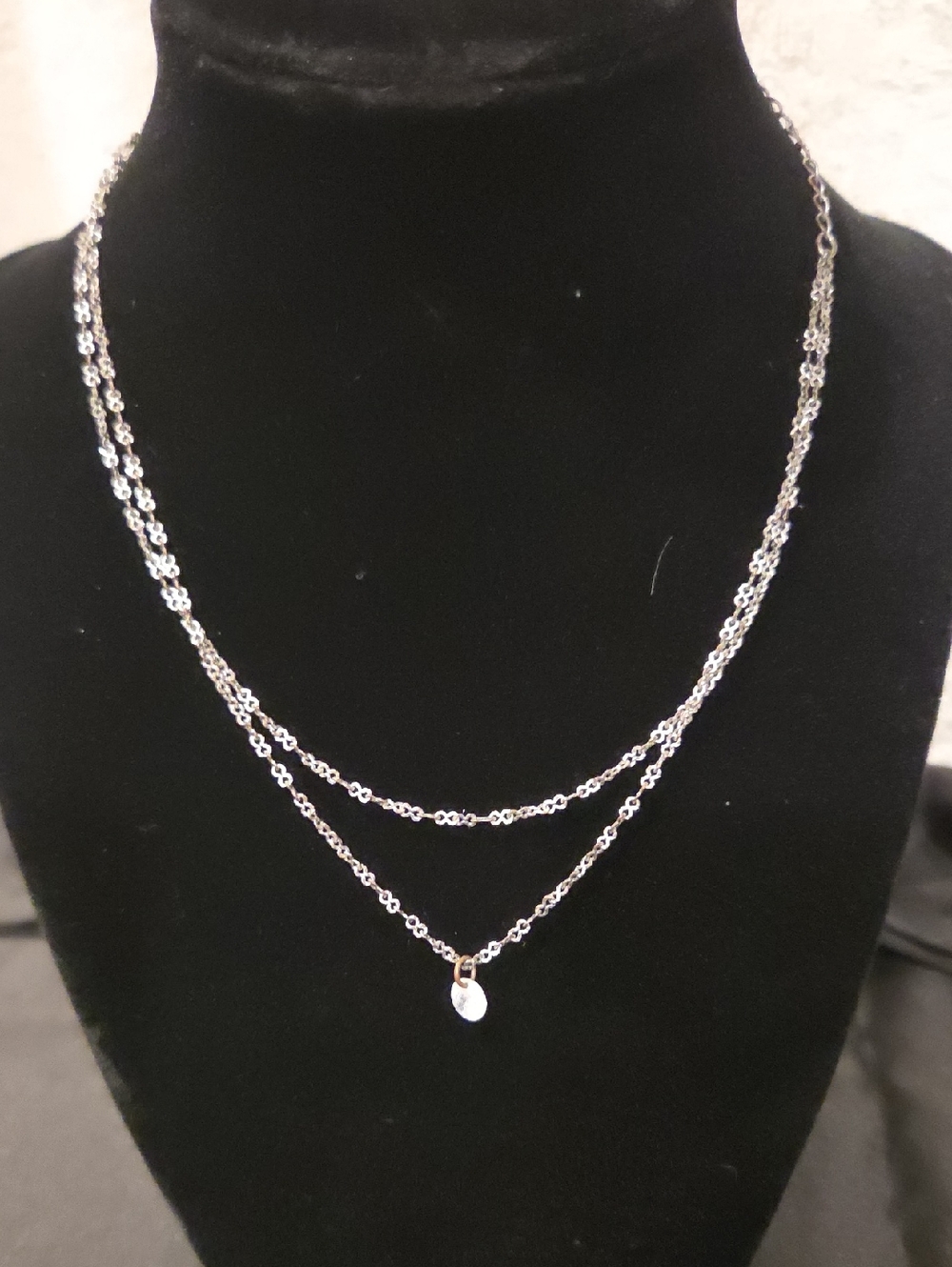 DOUBLE STRAND NECKLACE WITH RHINESTONE PENDANT